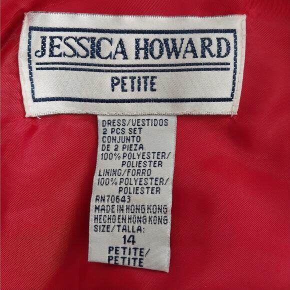 NWT! JESSICA HOWARD! RICH RED RIBBON TRIMMED 2 PC DRESS & JACKET SUIT SET! SZ 14 - Picture 7 of 10